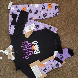 Girls Baby Essentials 4pc HALLOWEEN "Daddy is My Boo" Outfit Size 3 6 9 mo NWT